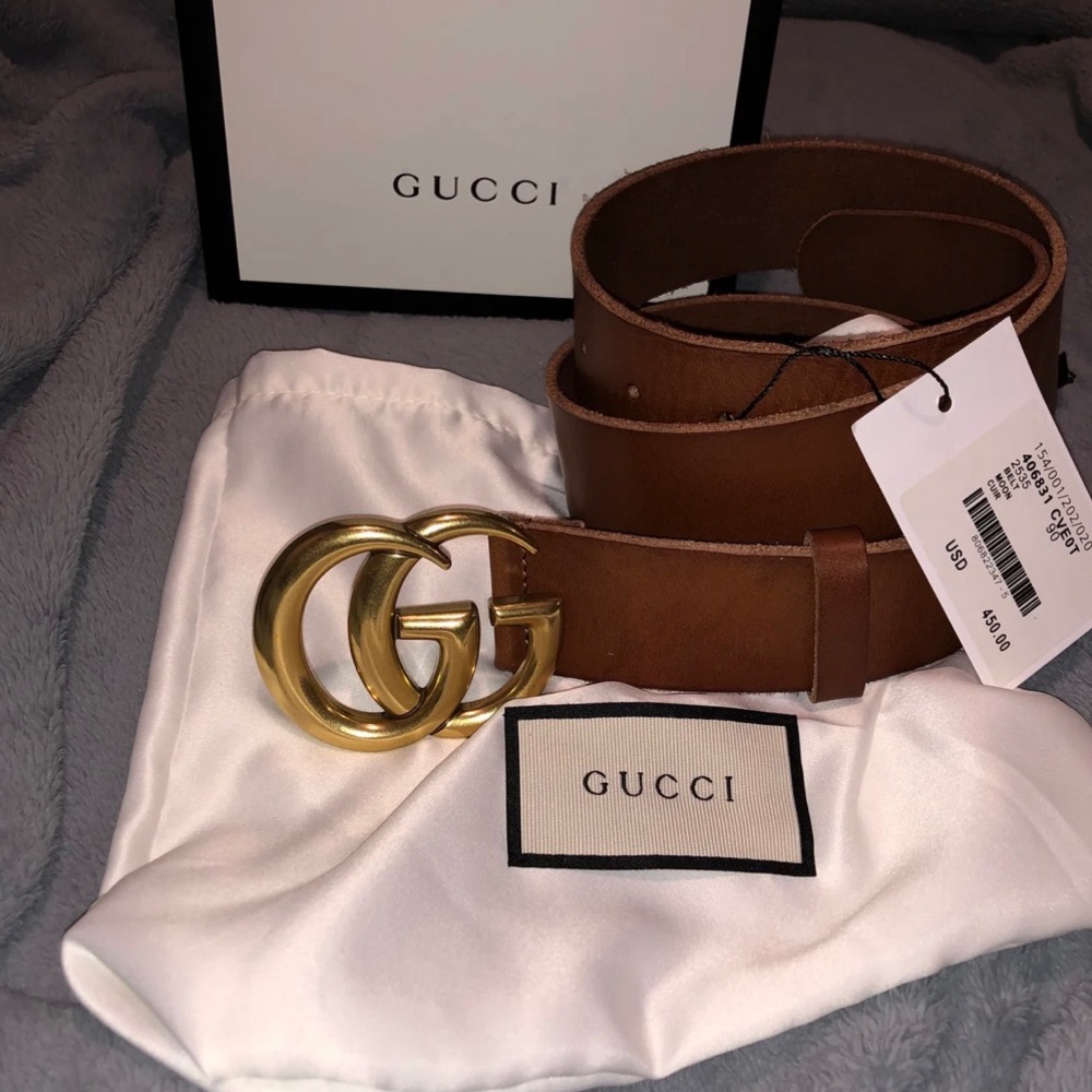 Gucci Brown Belt with Gold Buckle